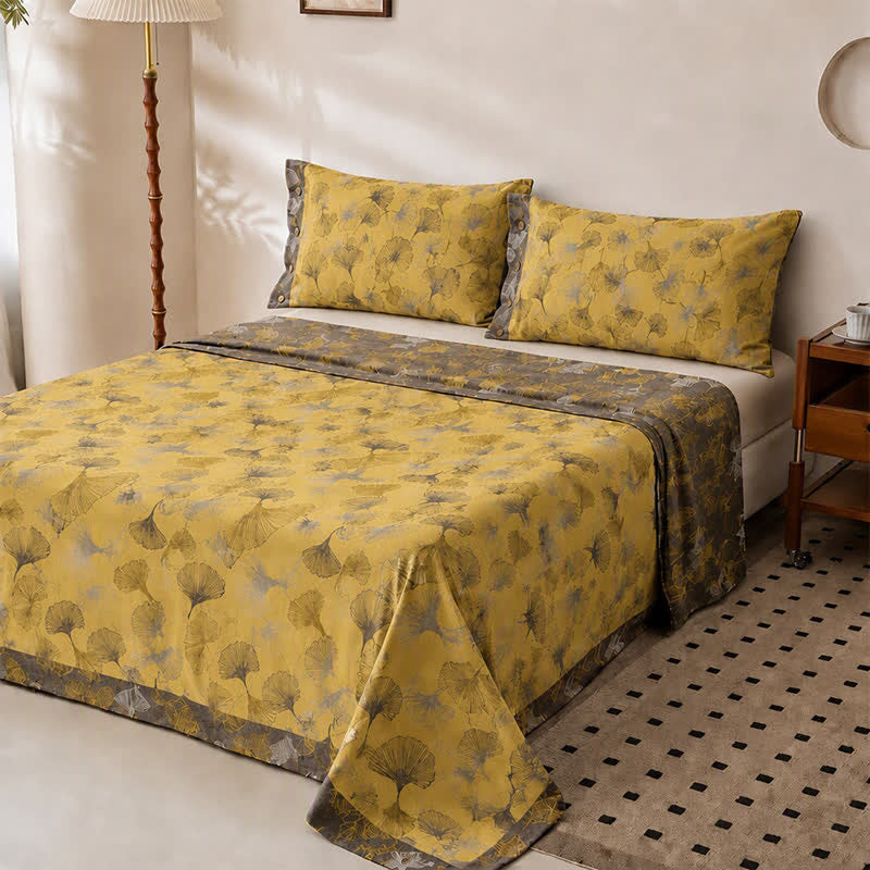 Golden Ginkgo Leaf Cotton Bedding Set - image 2