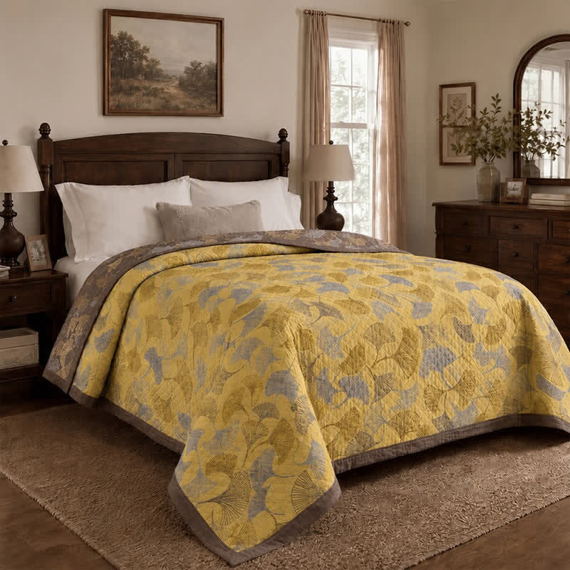 Golden Ginkgo Cotton Gauge Blanket - image 5