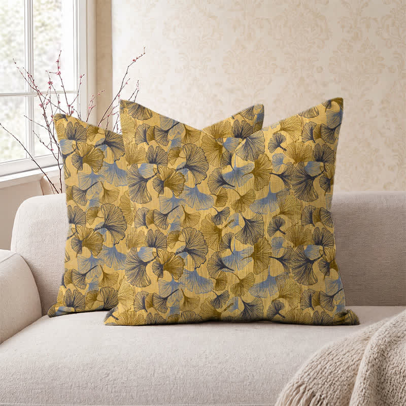 Golden Ginkgo Leaf Cotton Gauze Pillow - image 4