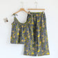 Retro Botanical Ginkgo Leaf Cotton Cami Loungewear Set - Gray - XL - image 4