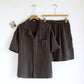 Cotton Gauze Button Front Loungewear Set - Dark Gray - Men XL - image 8
