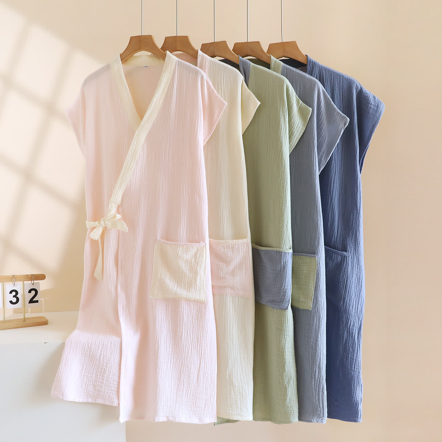 Minimalist Cotton Kimono Wrap Homewear Robe - image 0