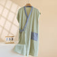 Minimalist Cotton Kimono Wrap Homewear Robe - Green - Men XL - image 13