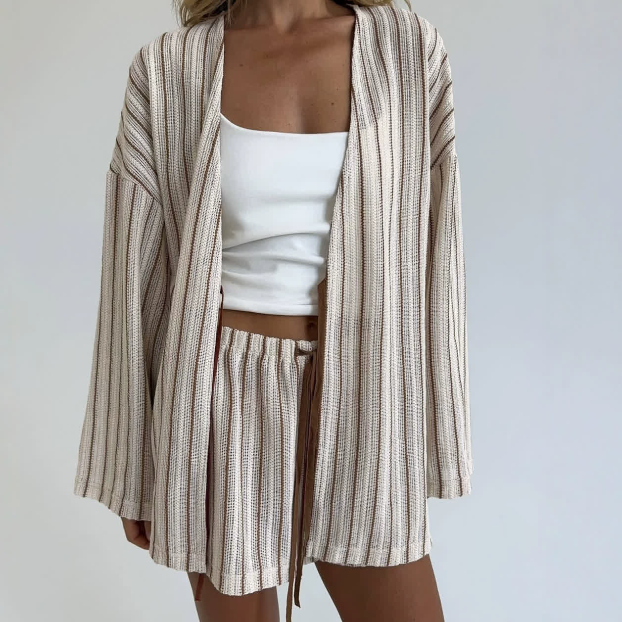 Effortless Stripe Cotton Wrap Resort Loungewear Set - image 3