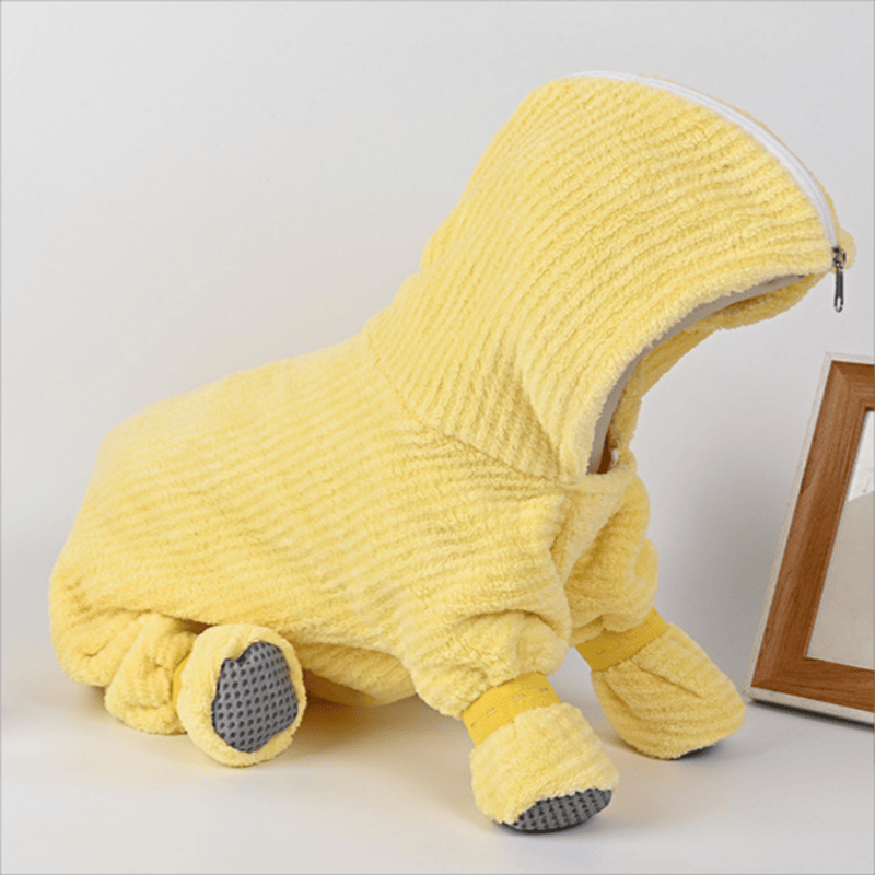 Yellow Striped Full‑Body Dog Bathrobe - image 1