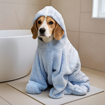 Blue Waffle‑Textured Dog Bath Robe - Blue - 3XL - image 0