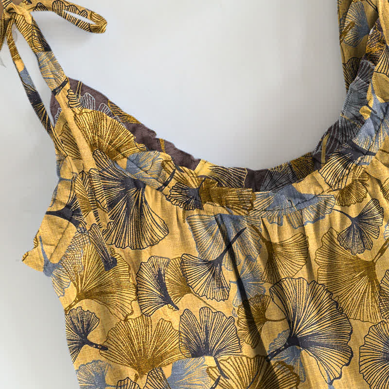 Retro Ginkgo‑Leaf Cotton Cami Lounge Set - image 2