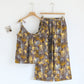 Retro Ginkgo‑Leaf Cotton Cami Lounge Set - Light Brown - XL - image 4