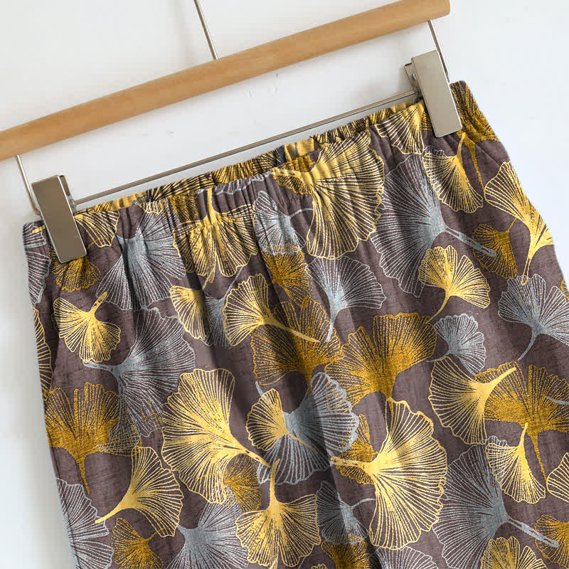 Retro Ginkgo‑Leaf Cotton Cami Lounge Set - image 7
