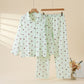 Pastel Star Cotton Long Sleeve Pajamas - Green - XL - image 5
