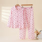 Pastel Star Cotton Long Sleeve Pajamas - Pink - XL - image 13