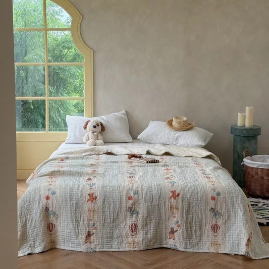 Playful Animal Garden Lightweight Cotton Quilt - Queen - image 0