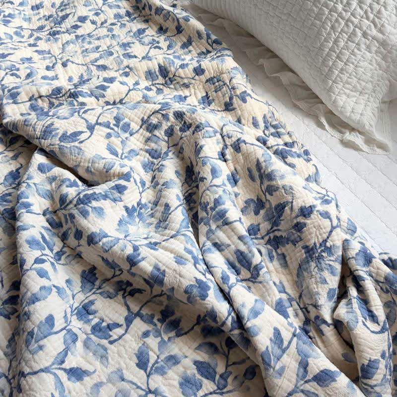 Nordic Leaf Cotton Bedspread Quilt - image 4