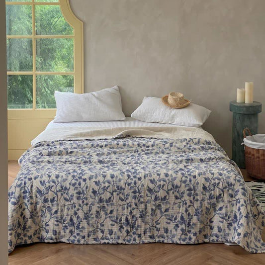 Nordic Leaf Cotton Bedspread Quilt - Queen - image 0