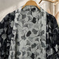 Black White Ginkgo Leaf Cotton Kimono Robe - image 2