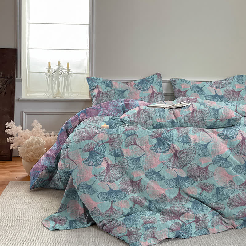 Retro Botanical Ginkgo Leaf Cotton Bedding Set - image 6