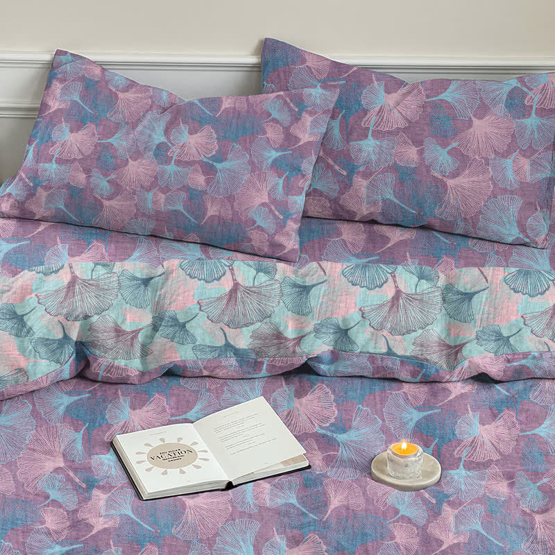 Retro Botanical Ginkgo Leaf Cotton Bedding Set - image 15