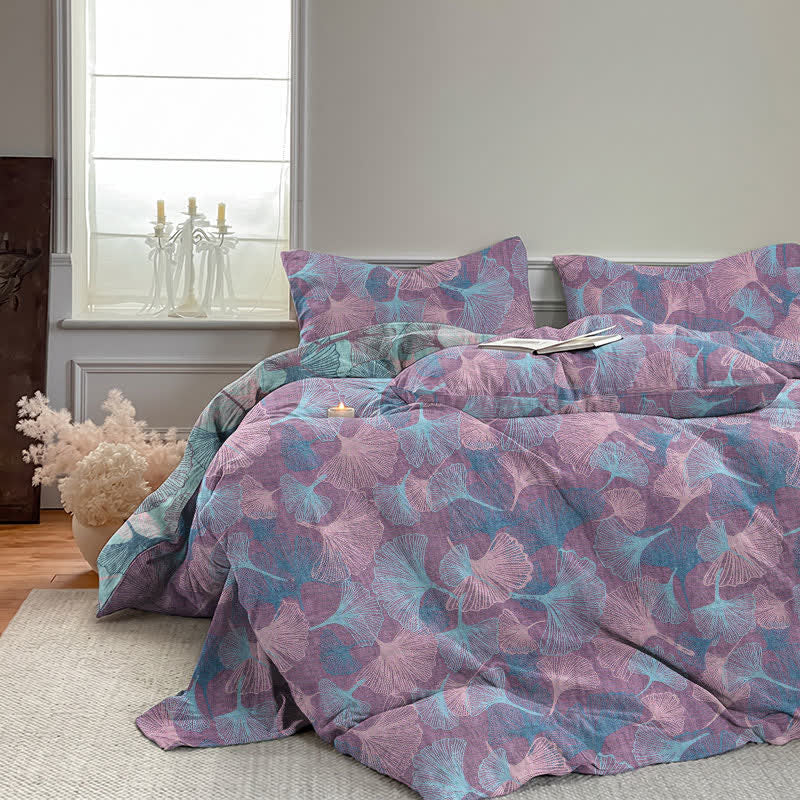Retro Botanical Ginkgo Leaf Cotton Bedding Set - image 14