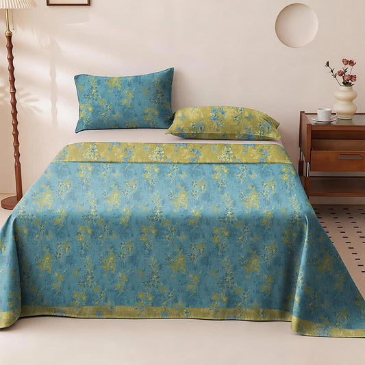 Reversible Vintage Flower Cotton Bedspread - Bedspread with 2pc pillowcases - King - image 0
