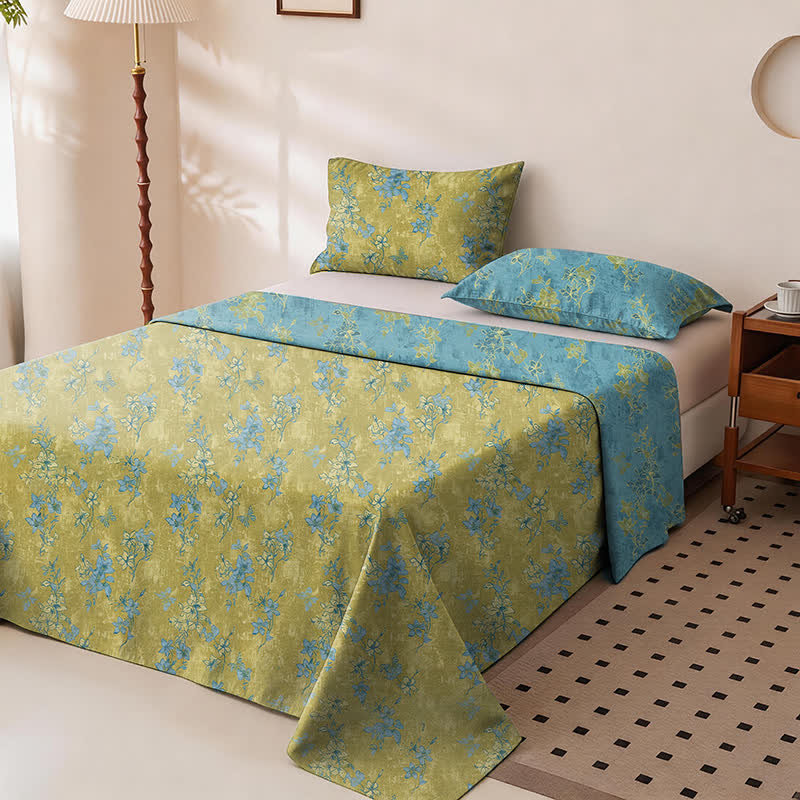 Reversible Vintage Flower Cotton Bedspread - image 5
