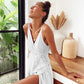 Solid Sleeveless Lounge Dress - White - L - image 9