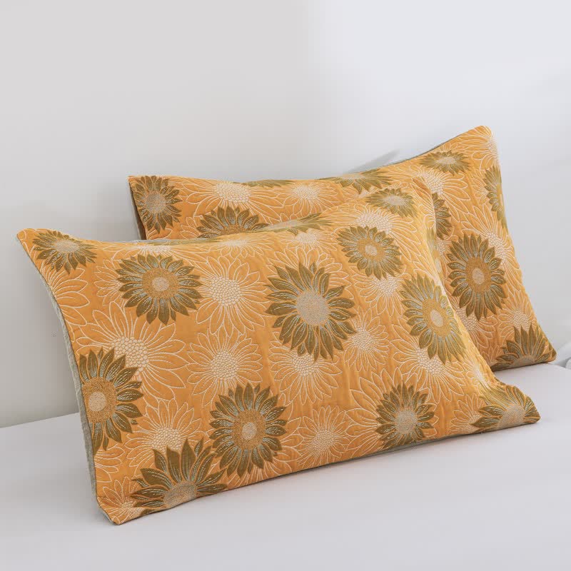 Retro Sunflower Cotton Gauze Blanket - Orange - 20" x 36" - 2PCS Pillowcases - image 8