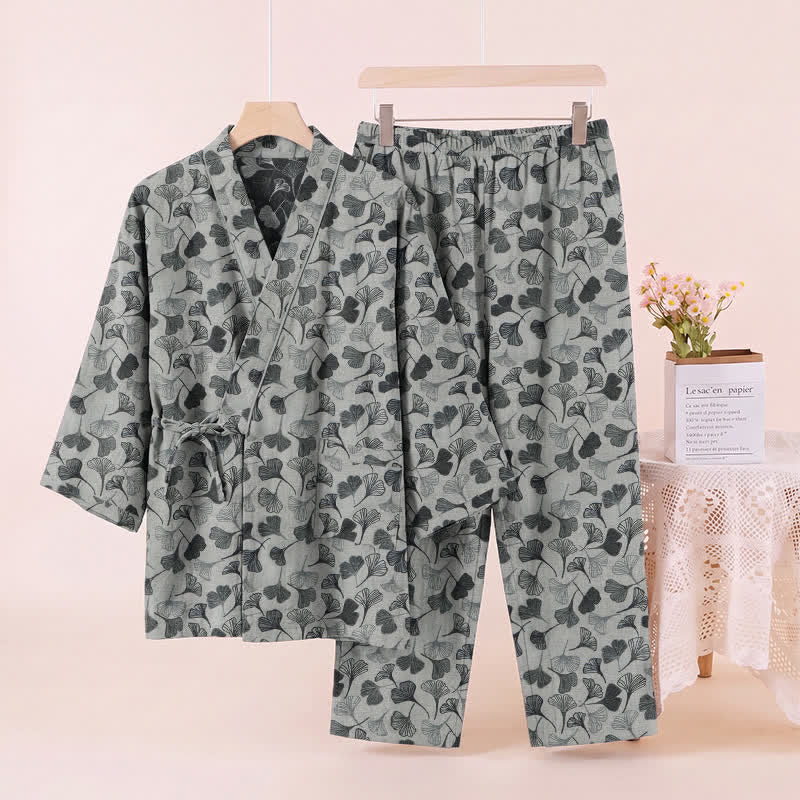 Ginkgo Leaf Cotton Long‑Sleeve Loungewear Set - image 8