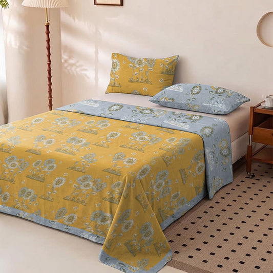 Artistic Sunflower Cotton Gauze Bedspread - 2PCS Pillowcases - 19" x 29" - image 0