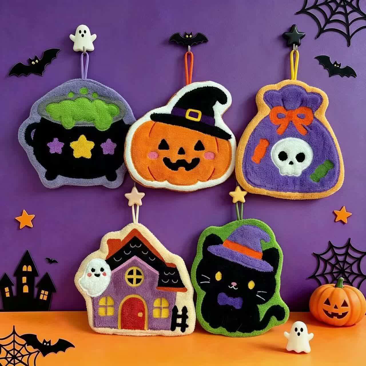 Cute Halloween Hanging Hand Towel - Set (5 Patterns) - 5PCS - image 0