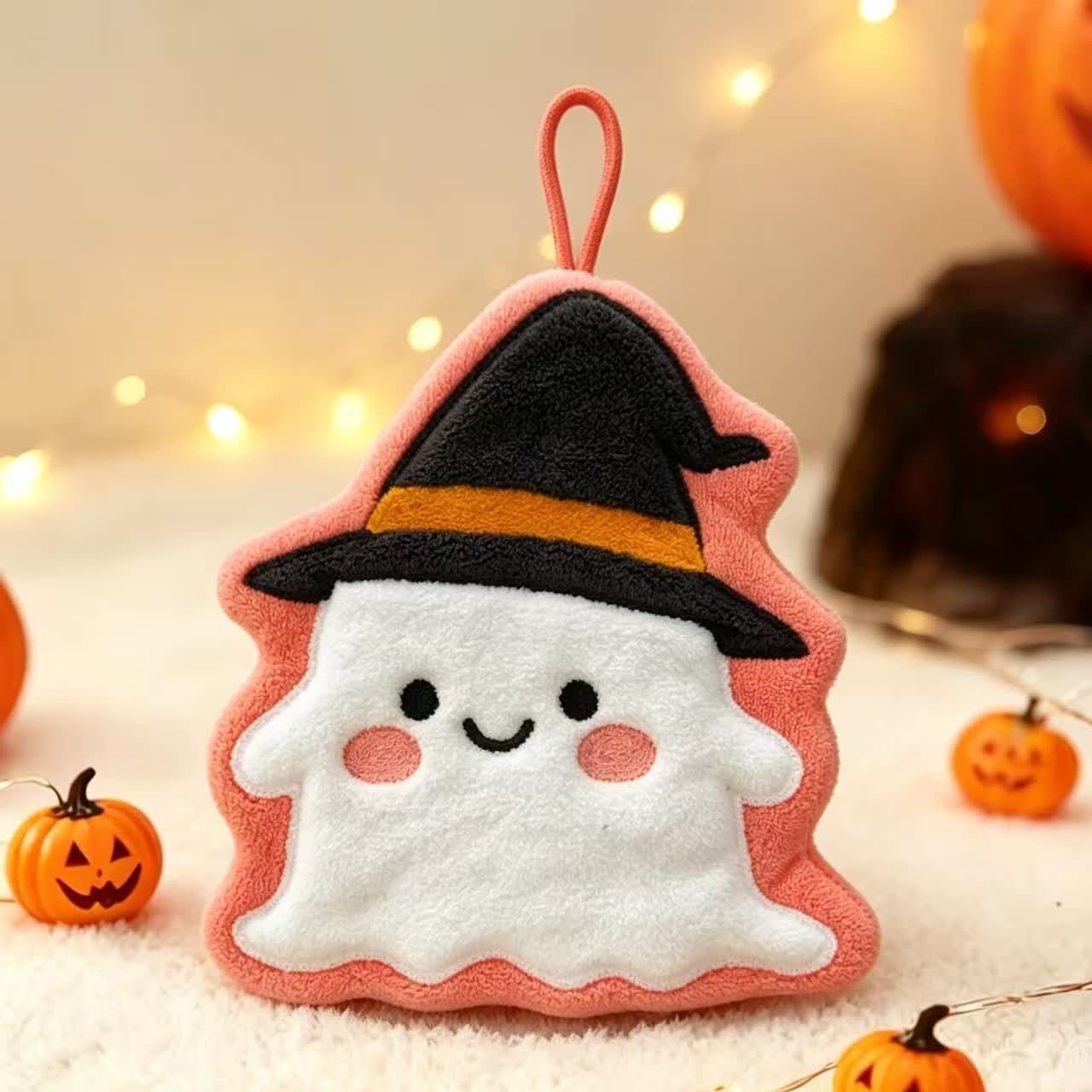 Halloween Fleece Hanging Hand Towel - Ghost - 5PCS - image 2