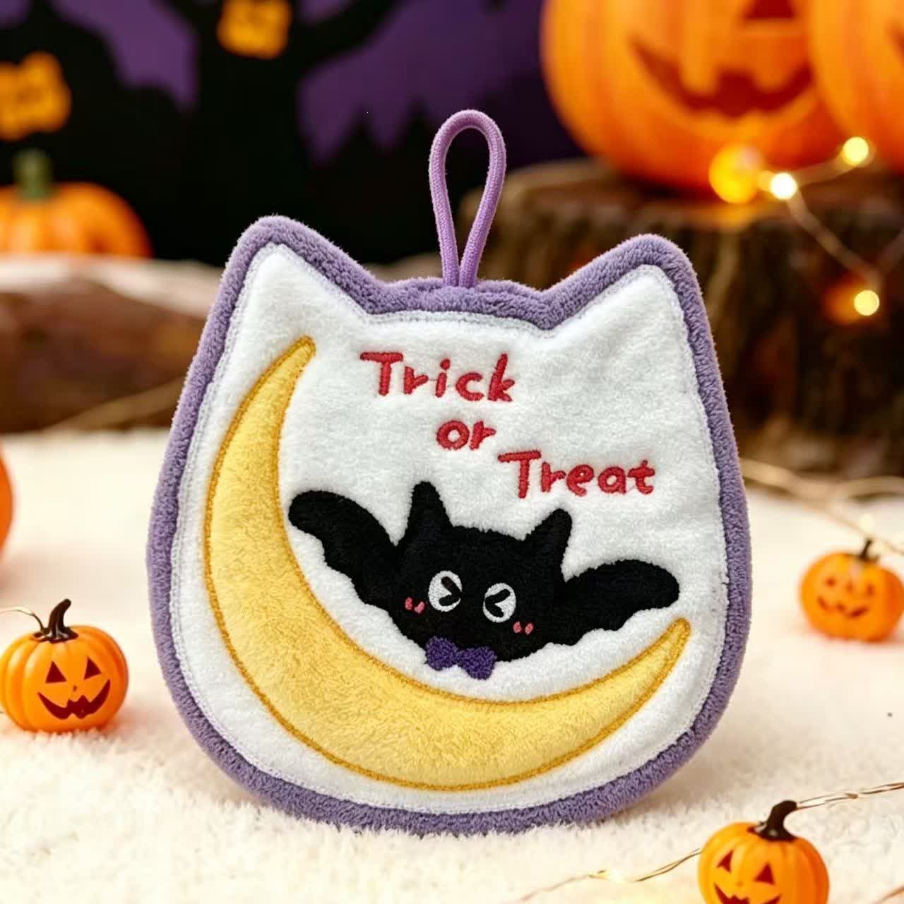 Halloween Fleece Hanging Hand Towel - Bat - 5PCS - image 5