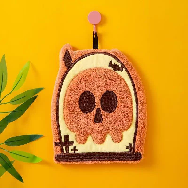Halloween Element Fleece Hanging Hand Towel - Skeleton - 4PCS - image 3