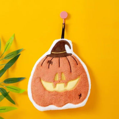 Halloween Element Fleece Hanging Hand Towel - Pumpkin - 4PCS - image 2
