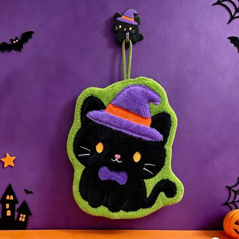 Cute Halloween Hanging Hand Towel - Cat - 5PCS - image 4