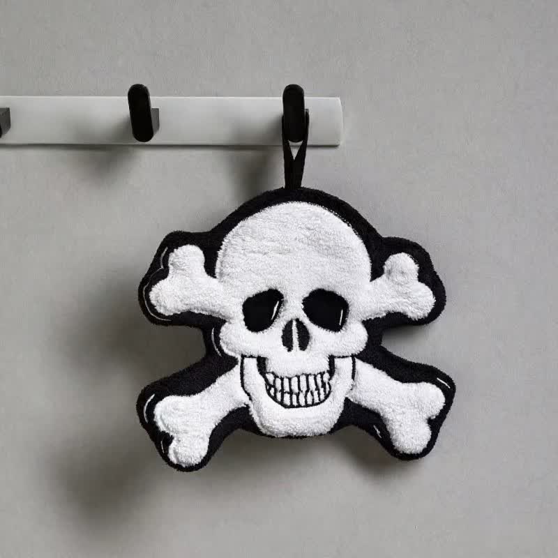 Gothic Skull Fleece Hanging Hand Towel - Crossbones - 3PCS - image 1