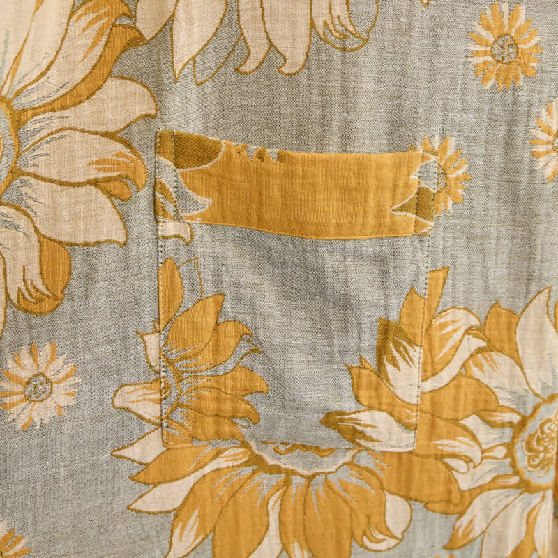 Vintage Sunflower Cotton Kimono Bathrobe - image 12
