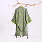 Green Gray Ginkgo Leaf Cotton Kimono Robe - image 5