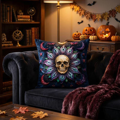 Gothic Celestial Skull Throw Pillow Cover - Cover + Insert - 2PCS - 18" x 18" - image 0