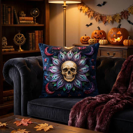 Gothic Celestial Skull Throw Pillow Cover - Cover + Insert - 2PCS - 18" x 18" - image 0