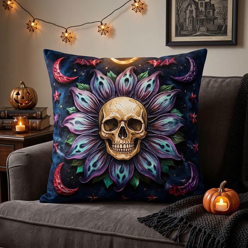 Gothic Celestial Skull Throw Pillow Cover - image 1