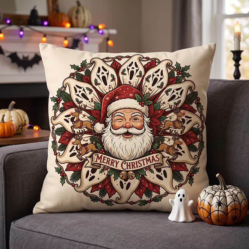 Creepy Christmas Santa Plush Throw Pillow - image 1