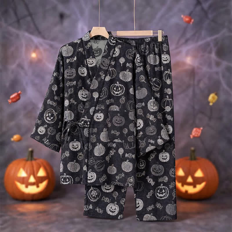 Pumpkin Candy Cotton Kimono Pajama Set - image 3
