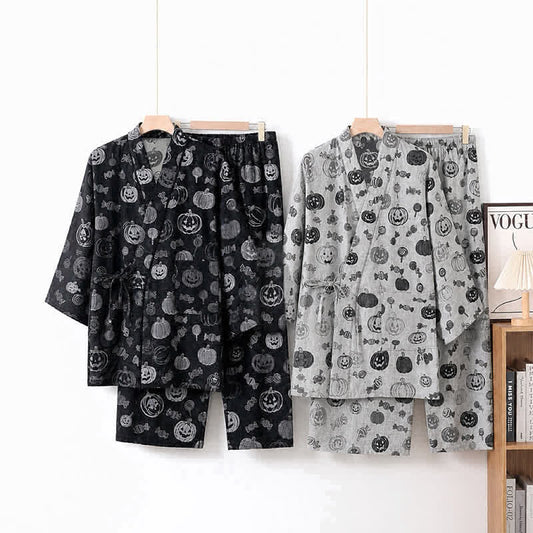Pumpkin Candy Cotton Kimono Pajama Set - image 0