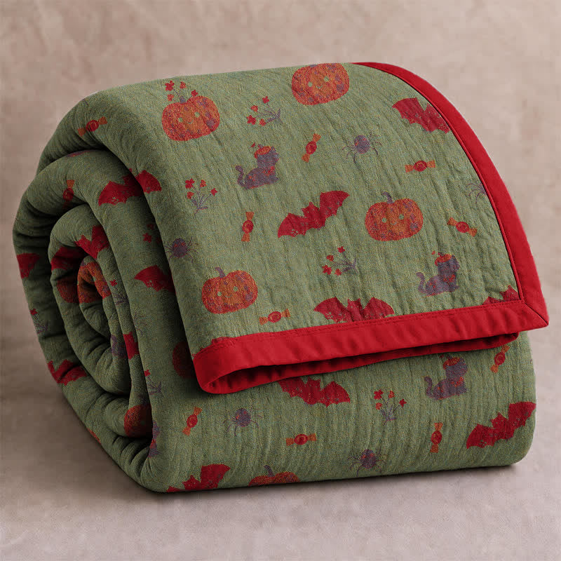 Halloween Pumpkin Cat Spider Cotton Blanket - image 7