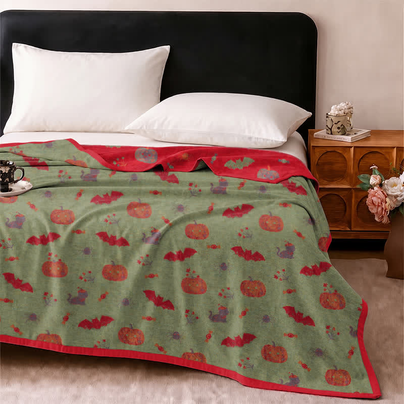 Halloween Pumpkin Cat Spider Cotton Blanket - image 9