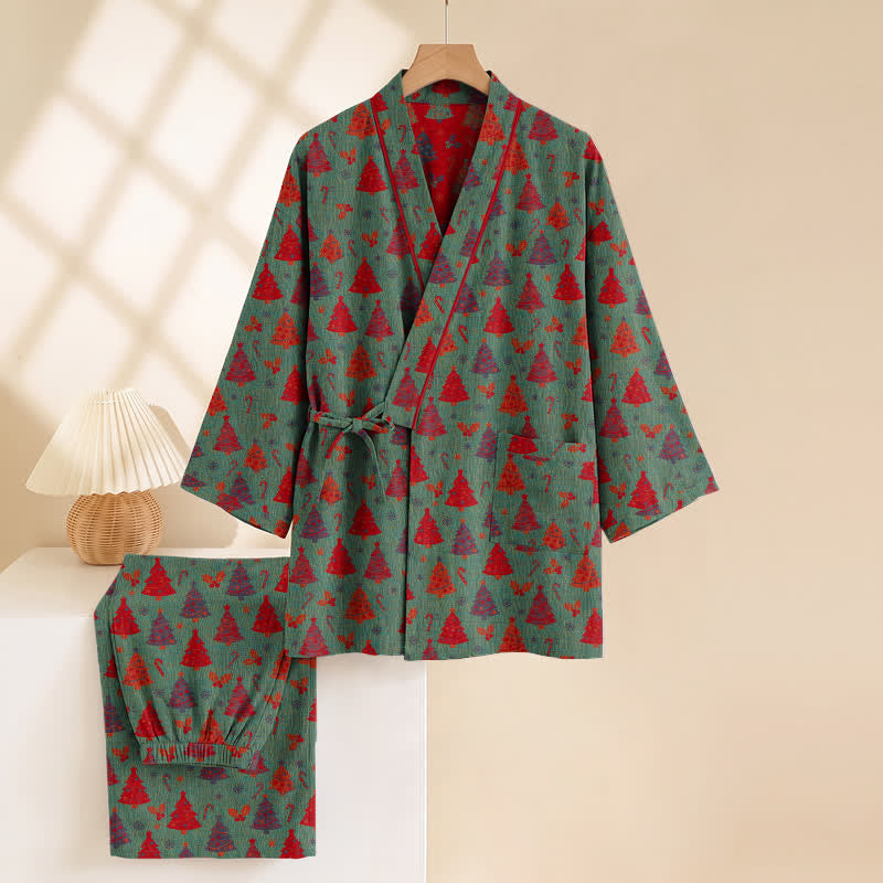 Christmas Tree Cotton Kimono Loungewear Set - image 5