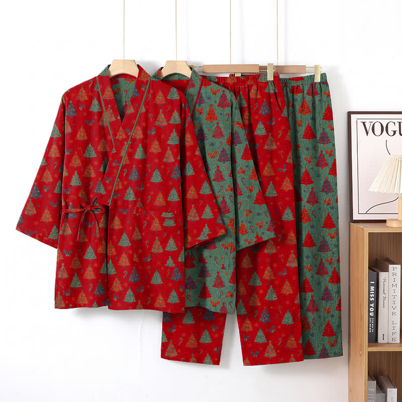 Christmas Tree Cotton Kimono Loungewear Set - image 0