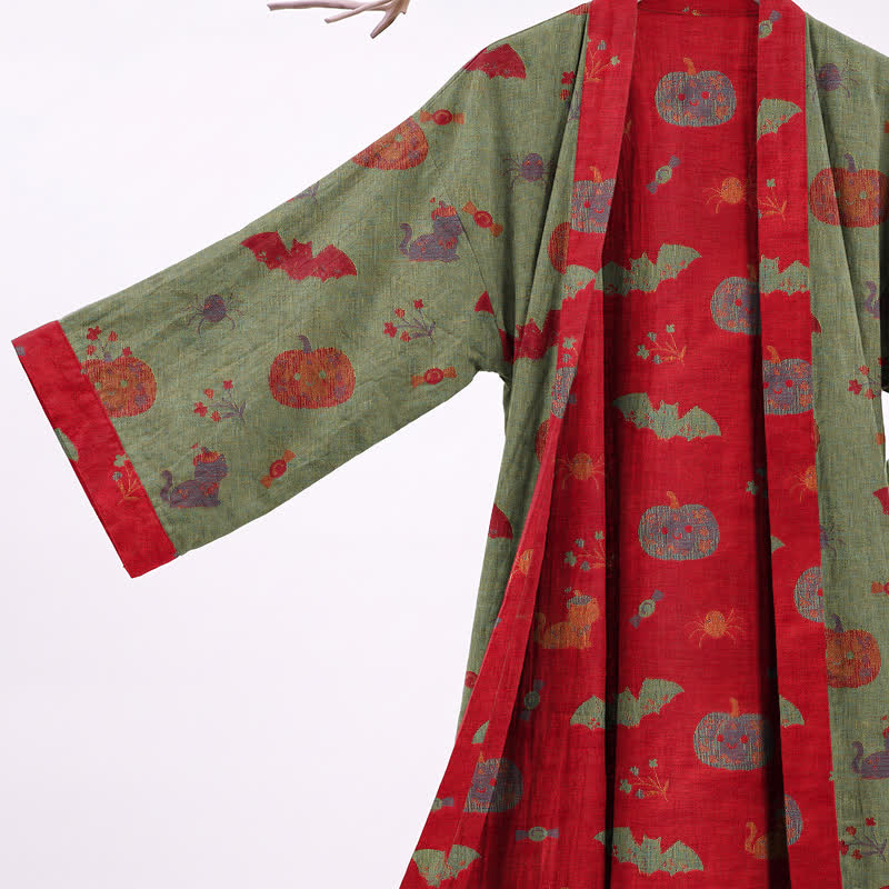 Halloween Pumpkin Cat Cotton Kimono Robe - image 9