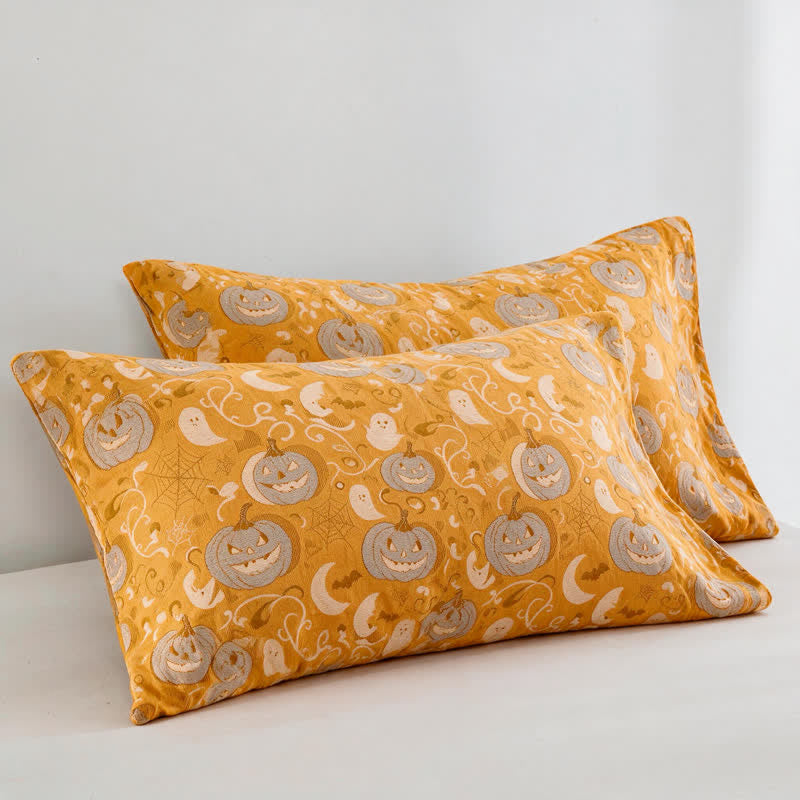 Orange Halloween Pumpkin Cotton Blanket - Orange - 2PCS Pillowcases - 20" x 36" - image 5
