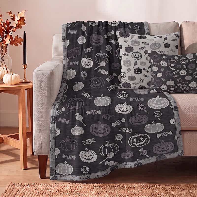 Black Halloween Pumpkin Candy Cotton Blanket - image 2